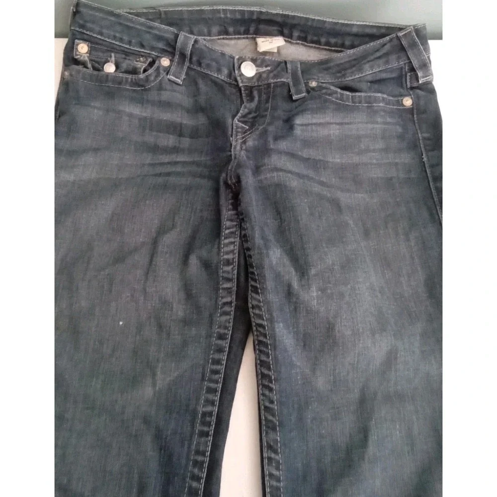 True Religion Jeans Bootcut Dark‎ Wash Embellished Pockets Denim Size?